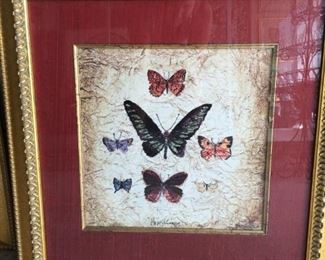Pair of butterfly prints  are some of the many nice art pieces available at this sale