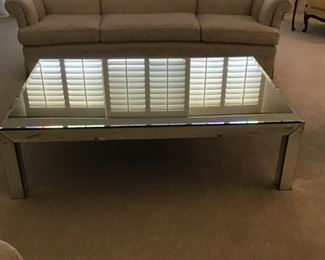 Very large square mirrorred cocktail table  6' x 4'