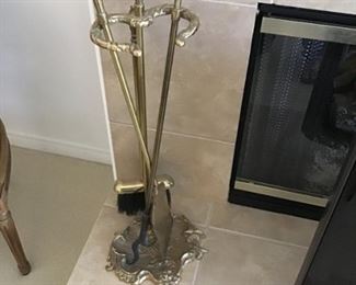 Brass fireplace set