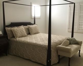 Ethan Allen 4 Poster bed-Cal. King,  (Mattress is free with purchase of bed if you wish to have it.)  Ivory Bench