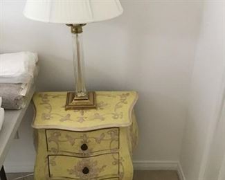 Pr. of FRench pale yellow 3 drawer  nightstands