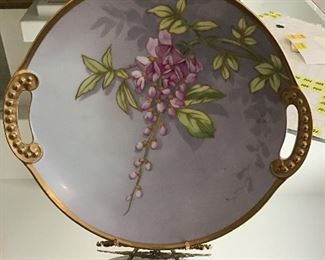 12" floral plate with gold gilt trim