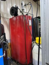 330 Gallon Red Bulk Oil Tank w/ Transfer Pump, Dispenser, Hose and Reel Assembly