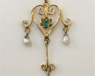 Emerald Yellow Gold Lavaliere