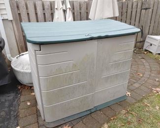 Two Rubbermaid storage bins available