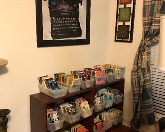 Nice sturdy adjustable shelves still available. Lots of mystery books.  