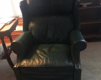 Dark green leather recliner in great condition