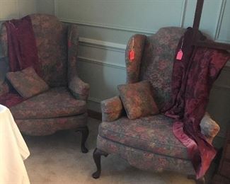 2 wing chairs/Queen Anne legs and pillows .