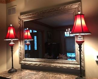 Dining room mirror
2 tall table lamps