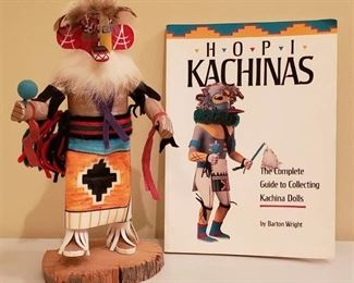 Native American Roast Corn Kachina Doll by MY- 10 in. tall and Hopi Kachinas book by Barton Wright