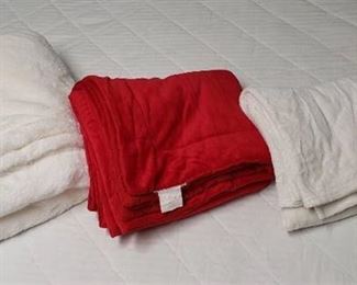 Lot of 3 - 100% Polyester Fuzzy Texture Blanklets/Throws