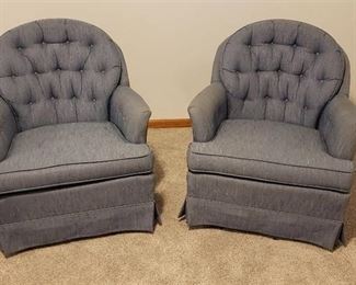 Pair of Blue Swivel/ Rocker Chairs by Best Chairs Inc. - Seat measures 21 in. across