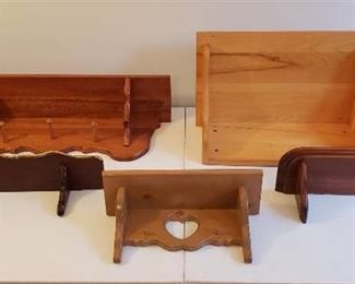 Lot of 5 Wood Wall Shelf Units - Various Styles/Sizes - See Photos
