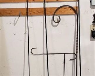 Lot of 4 Shepherd's Hooks and Outdoor Flag Holder - up to 72 in. tall