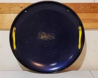 Vintage Metal Snow Disk with Handles - 26 in. diameter - needs a pull rope