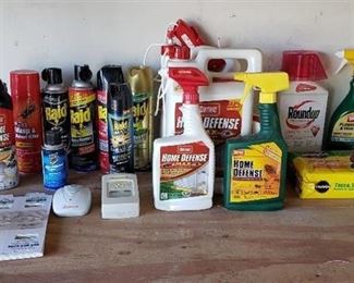 Lot of Home Chemicals - Insecticides, Pesticides, Herbicides and Fertilizer Spikes - most are over half full