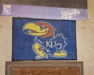 Lot of 3 Floor Mats - KC Royals, Jayhawk (29 in. x 18 in.) and Old Welcome Door Mat