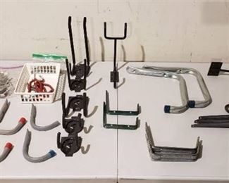 Lot of Wall Mounted Hooks for Tools, Pegboard Hooks and Shelf Brackets