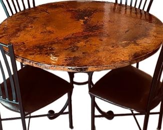 Restoration hardware hammered copper dining table 