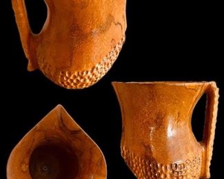 Vintage hand carved wood burl pitcher
