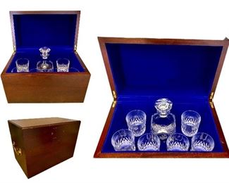 Decanter and rock glass set with chest