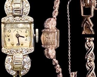 14K gold and diamonds Lady Elgin wrist watch