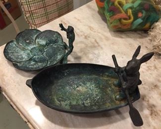 Verdigris decorative bowls.