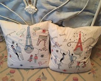 Paris embroidered pillows.