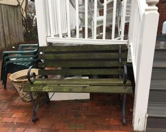 Wooden bench.