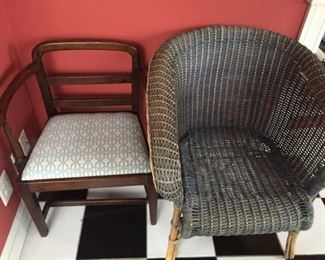 Wicker and corner chair.