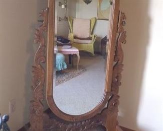 Solid wood frame floor mirror