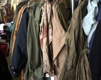 Coveralls dating back to world war II and some desert storm uniforms