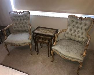 matching antique chairs, nestings tables
