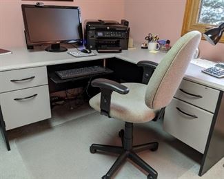 Office Desk, Chair, Floor Mat