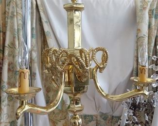 Horny goat brass 3-light chandelier. 
