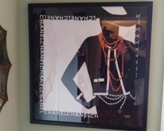 Nicely framed authentic Chanel silk scarf.