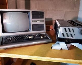 TRS 80 Vintage Floppy Disk Computer with Impact Printer Combination
