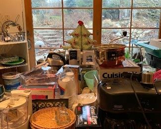 Various small appliances and kitchenware. 