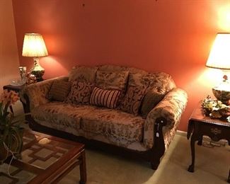Antique Sofa, Wooden Drop leaf Side tables