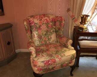 Floral upholstered accent chair