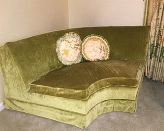 Green velvet sofa