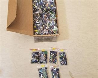 a box of approximately 65 bags of glass jewelry beads
