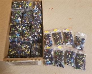 approximately 60 bags of glass jewelry beads