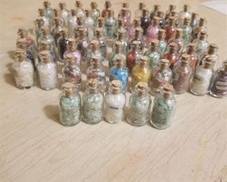 65 assorted small gem bottles