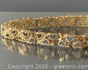 X & O Tennis Bracelet in White & Yellow Gold