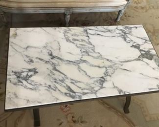 French style coffee table marble top iron feet