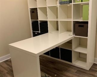 IKEA desk and cube shelving 