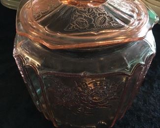 Vintage rose cookie jar with lid