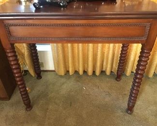 Antique Game table. Top opens an swivels to expand size