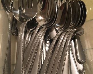 Really nice set of vintage stainless flatware for 12, missing one piece. Heavy with nice hand feel. Priced to go fast